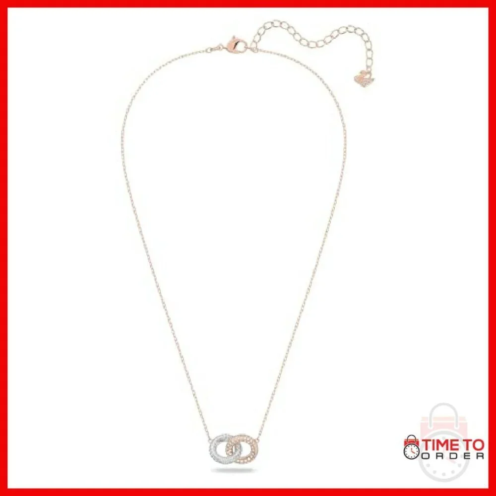 Sparkling Crystal Pendant Necklace Rose Gold Tone Chain 38cm